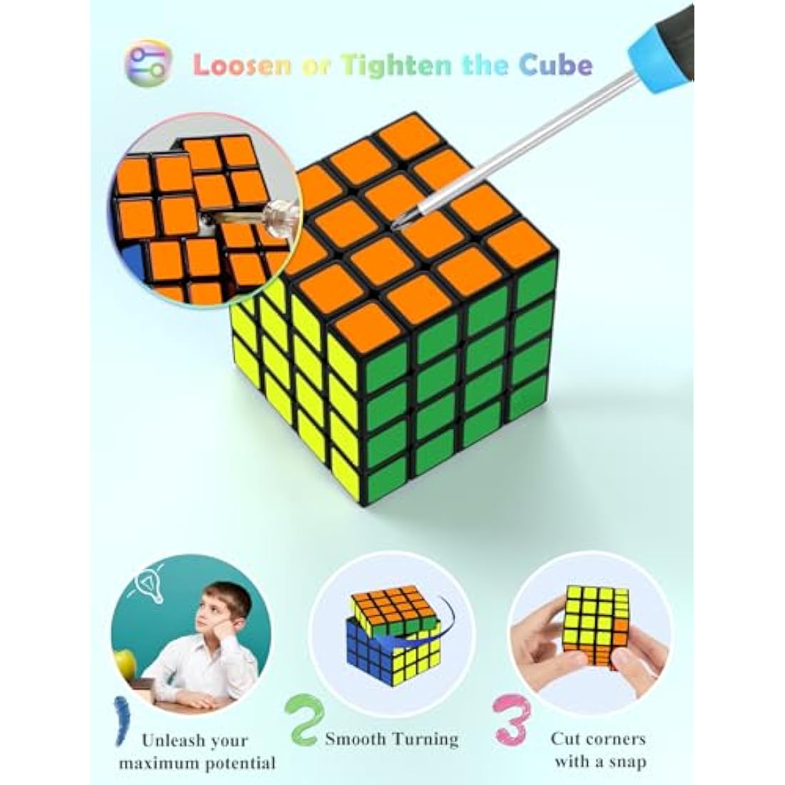 Roxenda Speed Cube Set | 2x2 3x3 4x4 Pyramid Magic Cube 4-Pack