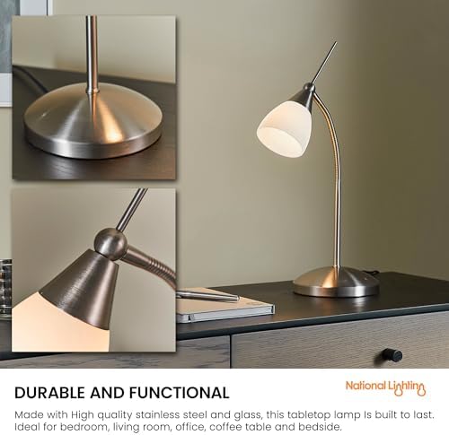 National Lighting Touch Lamp – 3-Stage Dimmable Opal Glass Bedside Light