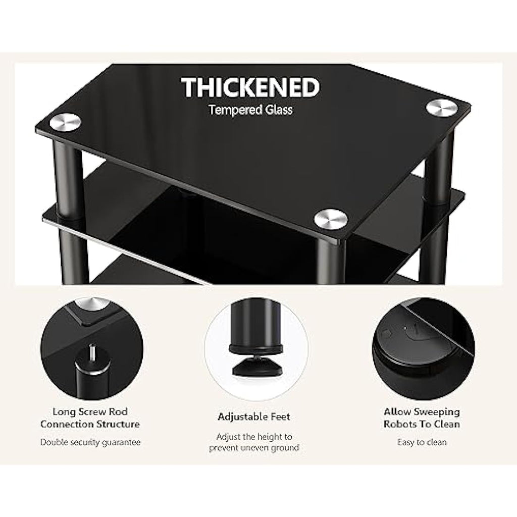 FITUEYES 4-Tier HiFi Rack | Black Tempered Glass AV Media Stand
