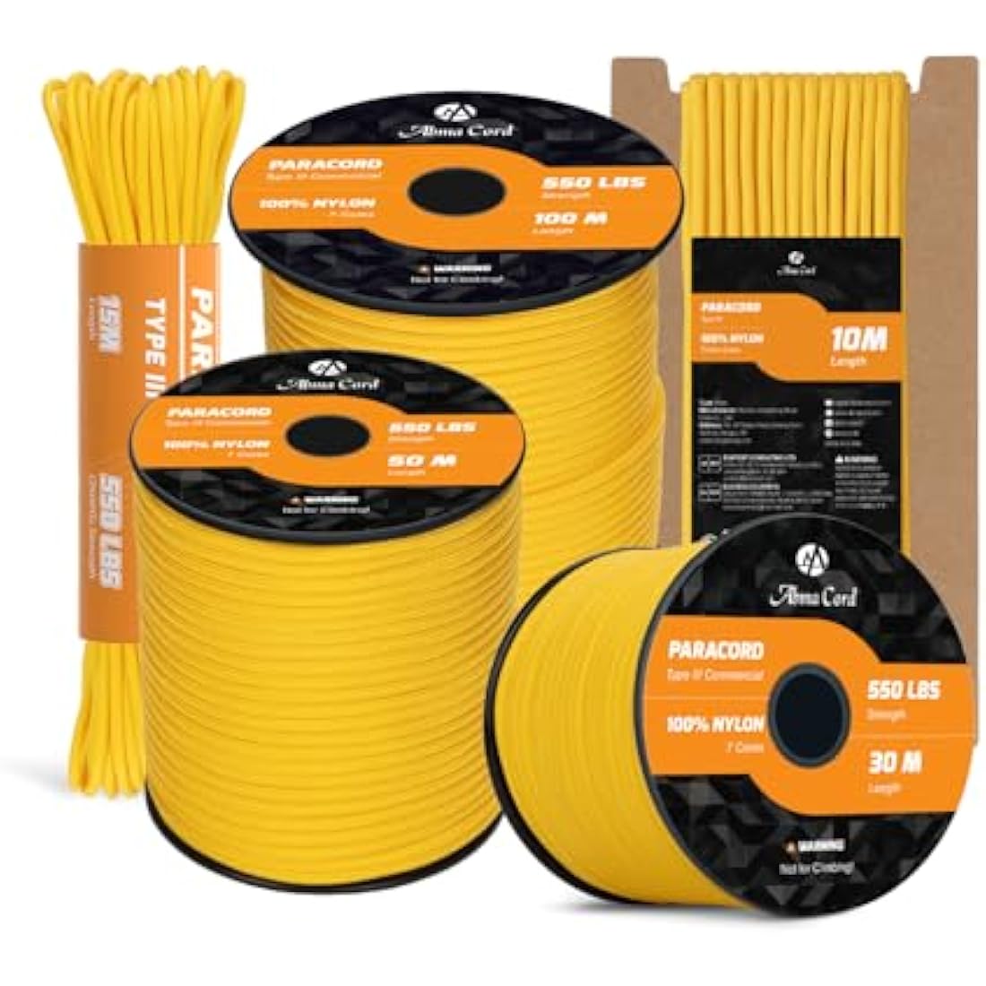 Abma Cord 550 Paracord – 100% Nylon Type III 7-Strand Rope, 10m