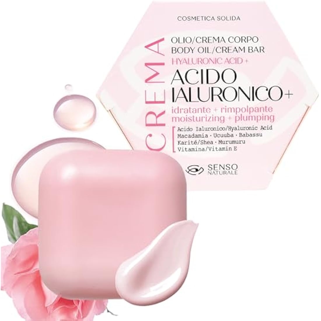 Senso Naturale Solid Body Oil | Hyaluronic Acid & Vitamin E Moisturizer