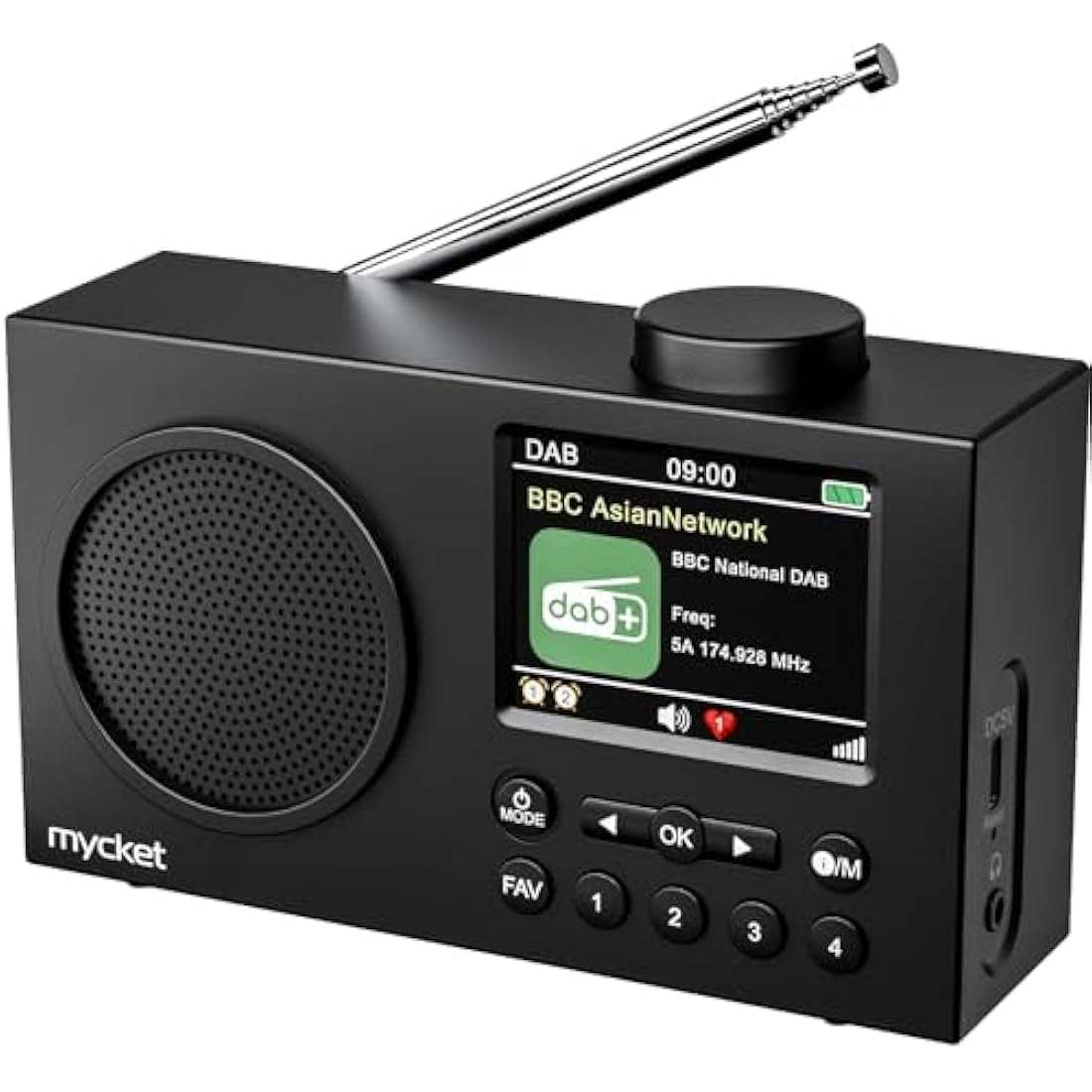 Mycket Portable DAB/DAB+ Digital Radio | Bluetooth, Rechargeable & Dual Alarm