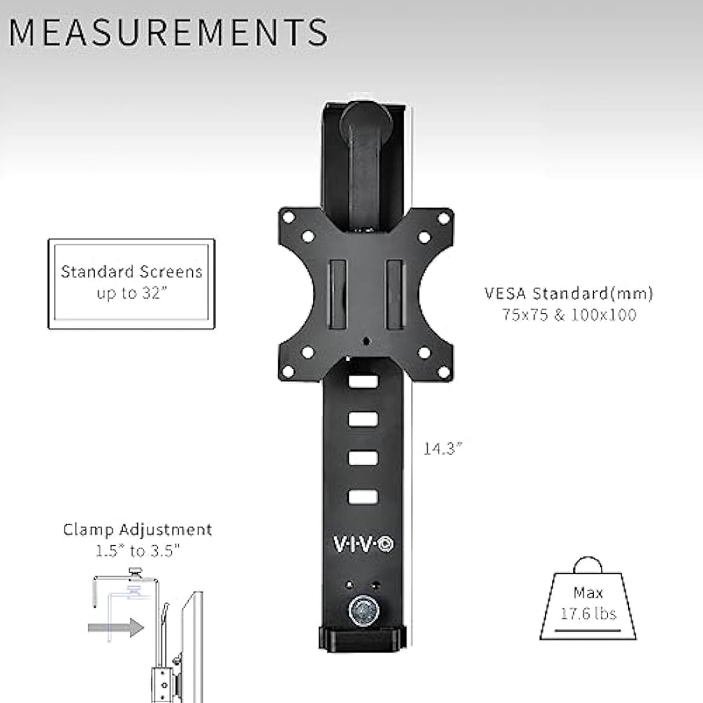 VIVO Cubicle Monitor Mount – Adjustable VESA Stand for 17 to 32 inch Screens