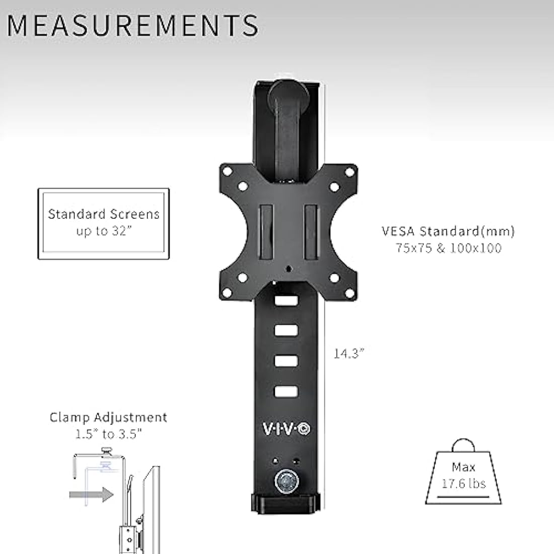 VIVO Cubicle Monitor Mount – Adjustable VESA Stand for 17 to 32 inch Screens