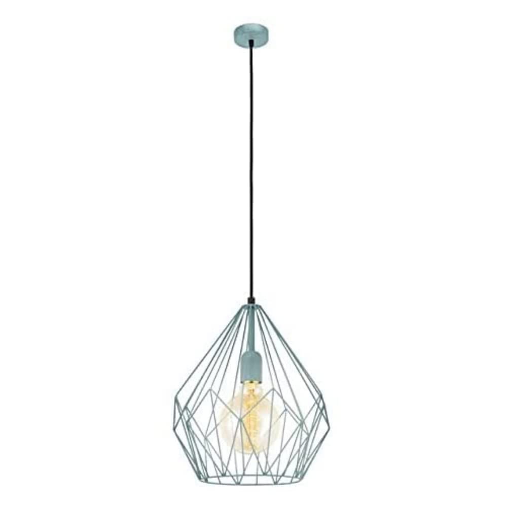 Eglo Carlton 1 Vintage Pendant Lamp | Mint Steel Wire Mesh Ceiling Light