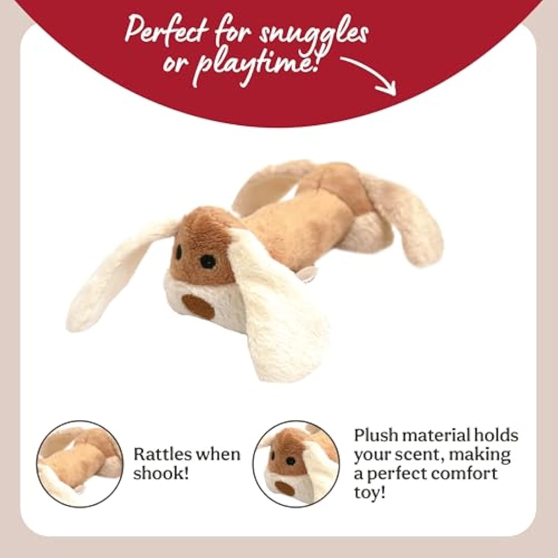 Rosewood Dog Natural Nippers Cuddle Plush Toy for Puppies and Dogs