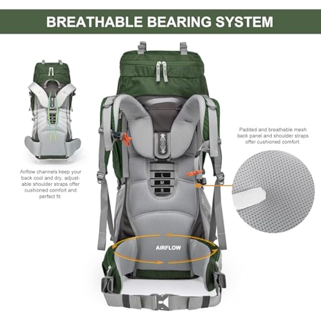 Mountaintop 70L Hiking Backpack | Internal Frame Trekking Rucksack