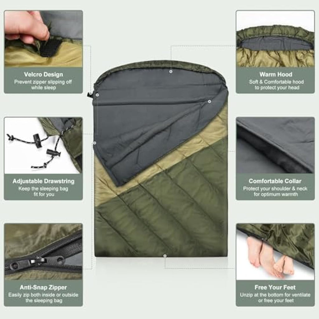 Mcota Double Sleeping Bag | XL Queen Size Waterproof Camping Gear