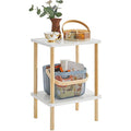 IBUYKE 2-Tier Wood Side Table – Narrow Nightstand with Storage, White