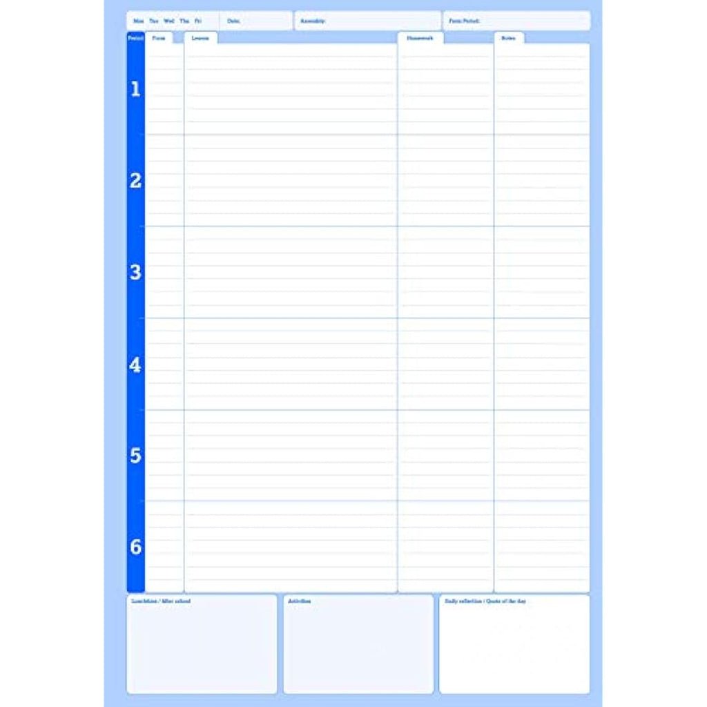 Silvine A4 Teacher's Academic Planner – 6 Period Hardback, Blue