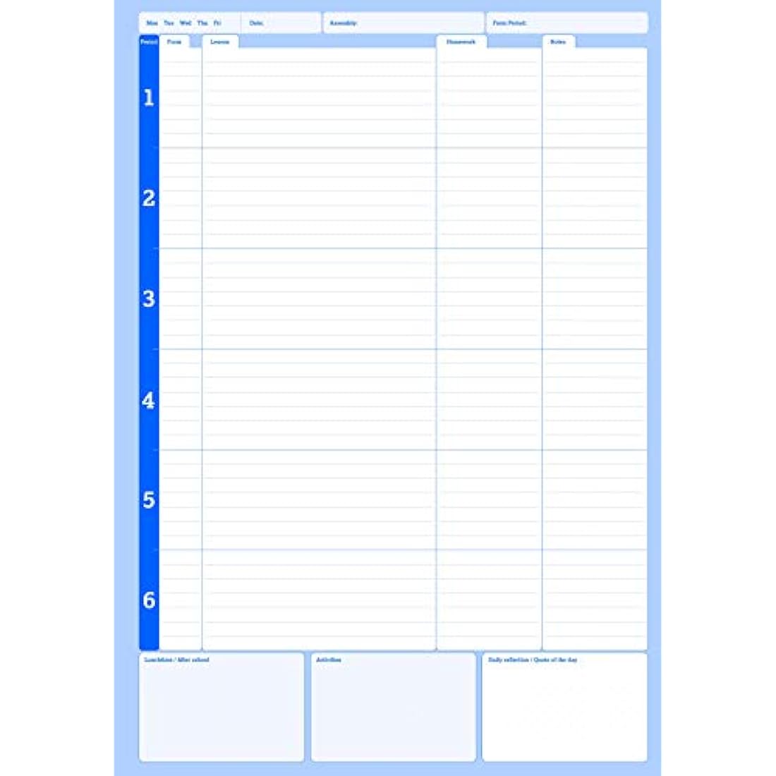 Silvine A4 Teacher's Academic Planner – 6 Period Hardback, Blue