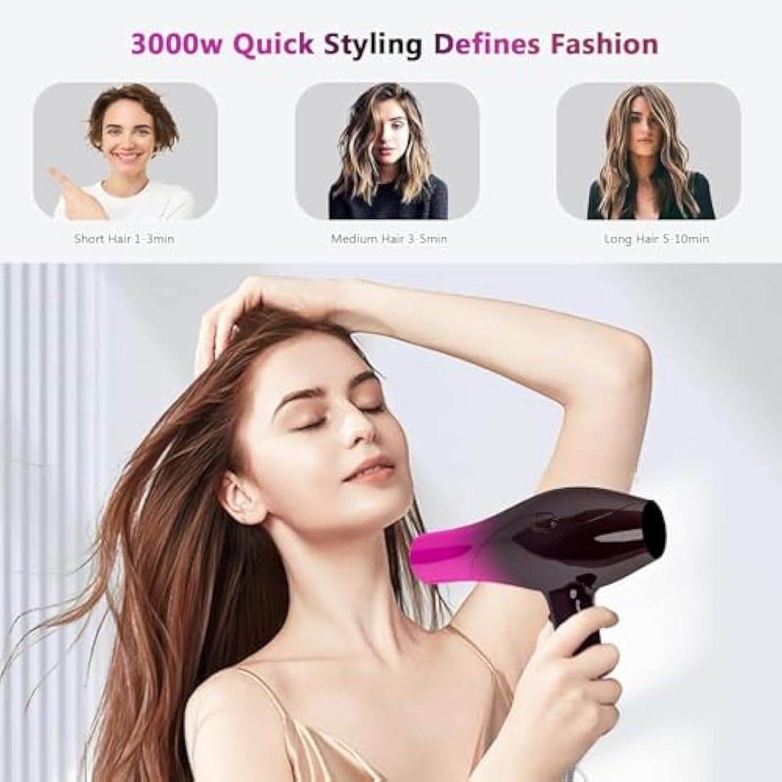 Jooayou 3000W Professional Ionic Hair Dryer with Diffuser | Salon Quality