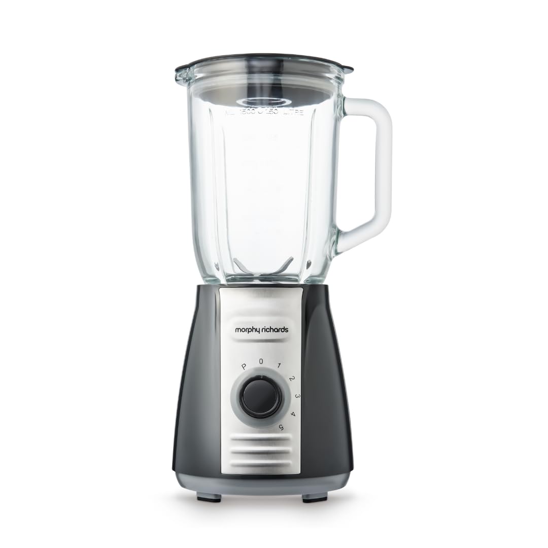 Morphy Richards Glass Jug Blender – 1.5L Ice Crusher, 600W, Grey