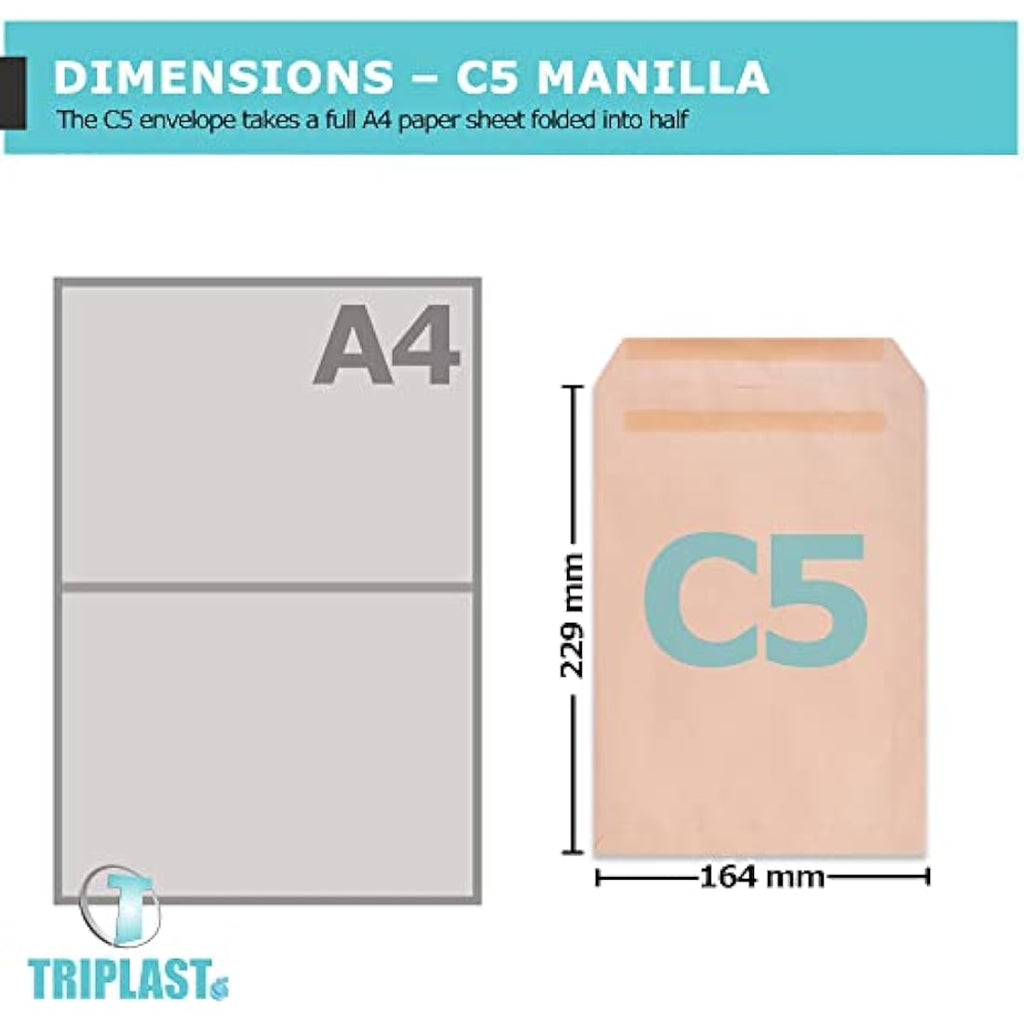 Triplast C5 Manilla Self Seal Envelopes – 250 Pack Opaque Mailing Paper