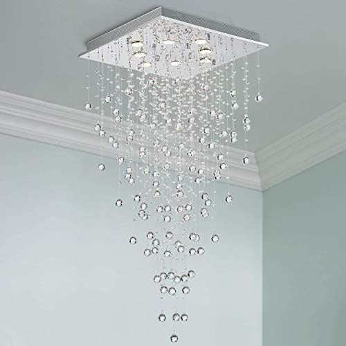 Bestier Modern Crystal Raindrop Chandelier – 8-Light Flush Mount Pendant