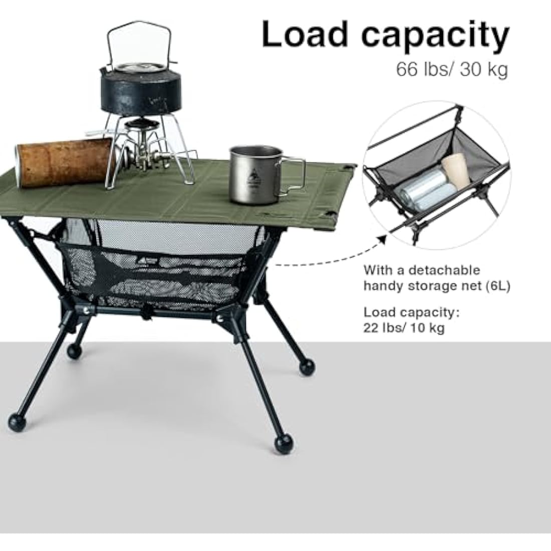 OneTigris Dipper Camping Table | Adjustable Height Folding Aluminum Table