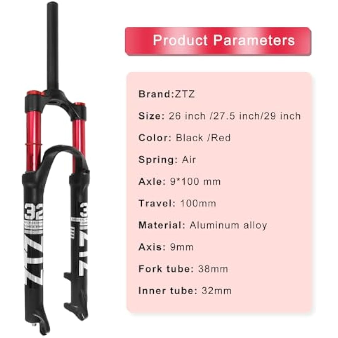 ZTZ MTB Suspension Fork - 120mm Double Air Chamber Bicycle Shock Absorber
