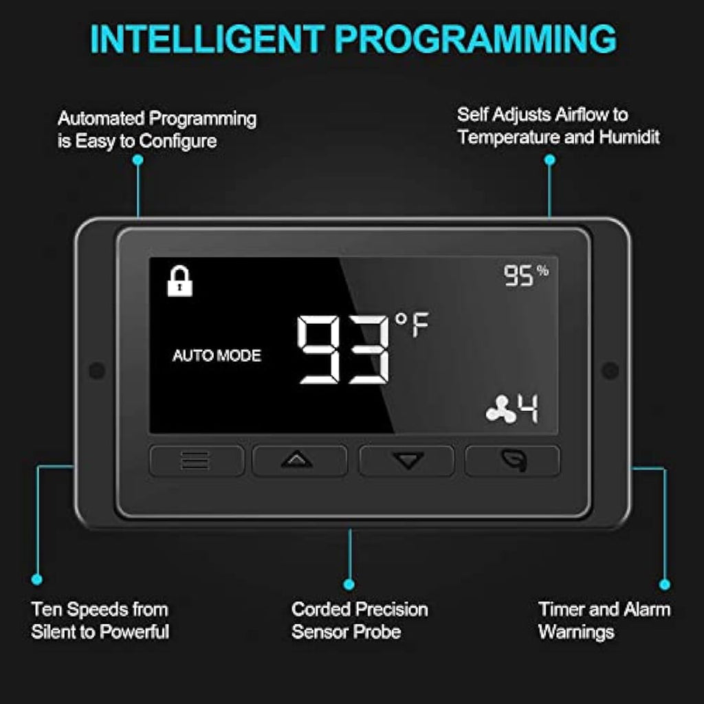 Aygrochy 6” Inline Duct Fan with Smart Temperature Humidity Controller