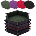 SIQUK 4-Piece Hexagon Dice Tray Set | Folding PU Leather & Velvet