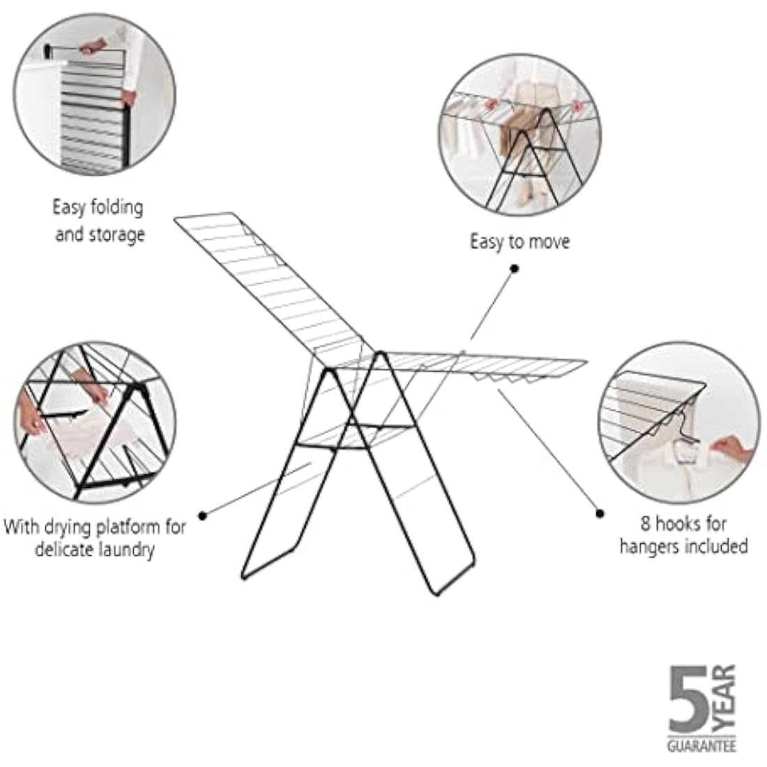Brabantia HangOn Laundry Drying Rack – 25m Foldable Clothes Horse