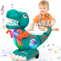 Jolof Store Musical Crawling Dinosaur Toy with LED Lights - Green