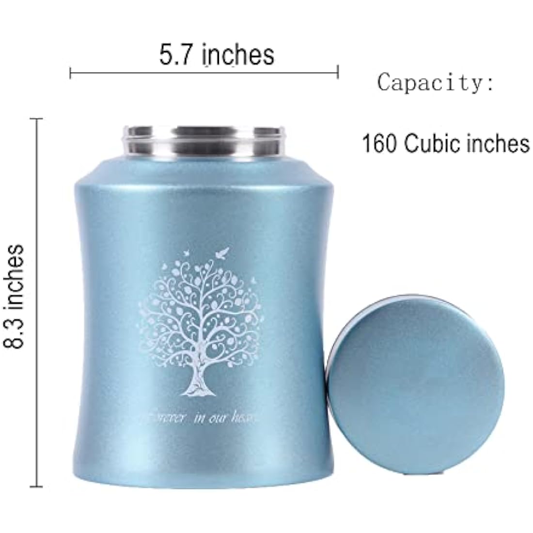 Blue Stainless Steel Cremation Urn for Human Ashes