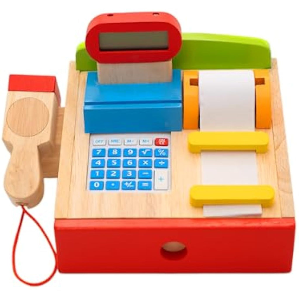 GOKI Wooden Cash Register Till – Kids Pretend Play Grocery Store Toy
