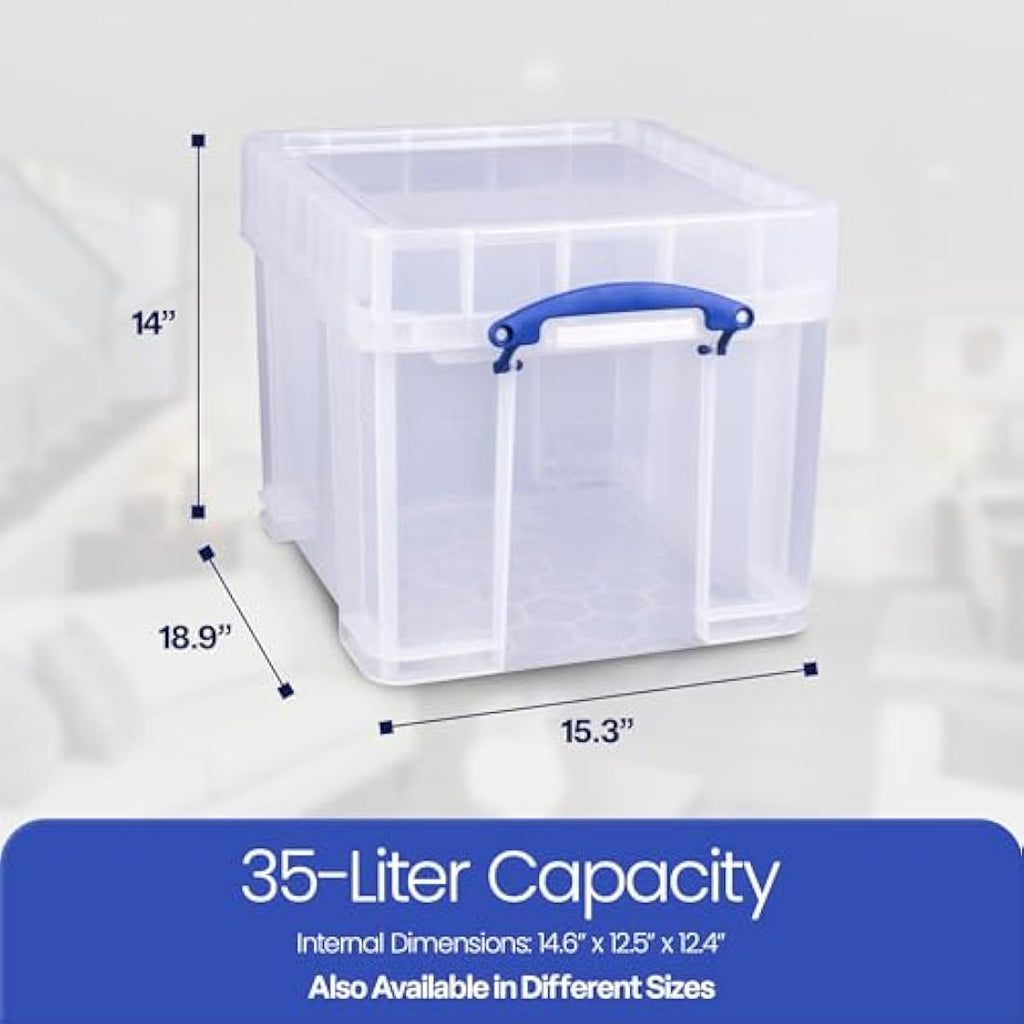 Really Useful Box 35L Vinyl LP Storage Box with XL Lid - 3 Pack