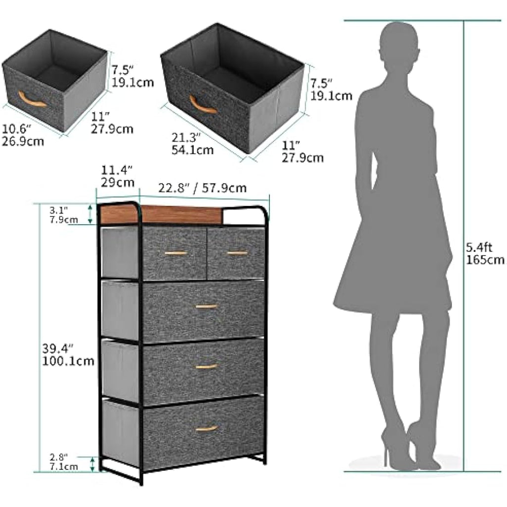 YITAHOME 5-Drawer Fabric Dresser | Metal Frame Storage Organizer