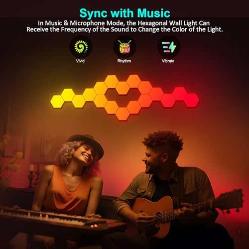Kangtaixin Hexagon LED Lights – 20 Pack RGB Smart Music Sync Panels