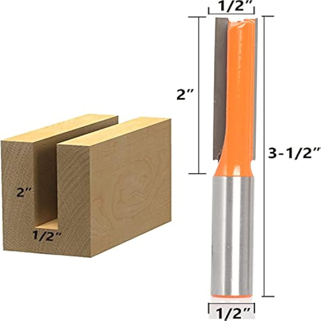 Sinoprotools 5pc Straight Router Bit Set | 1/2" Shank Carbide Cutters