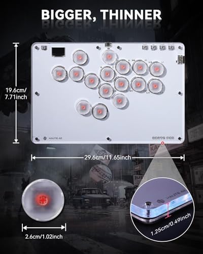 Haute42 T16 Arcade Stick – 16-Key Leverless Controller with RGB & Hot-Swap
