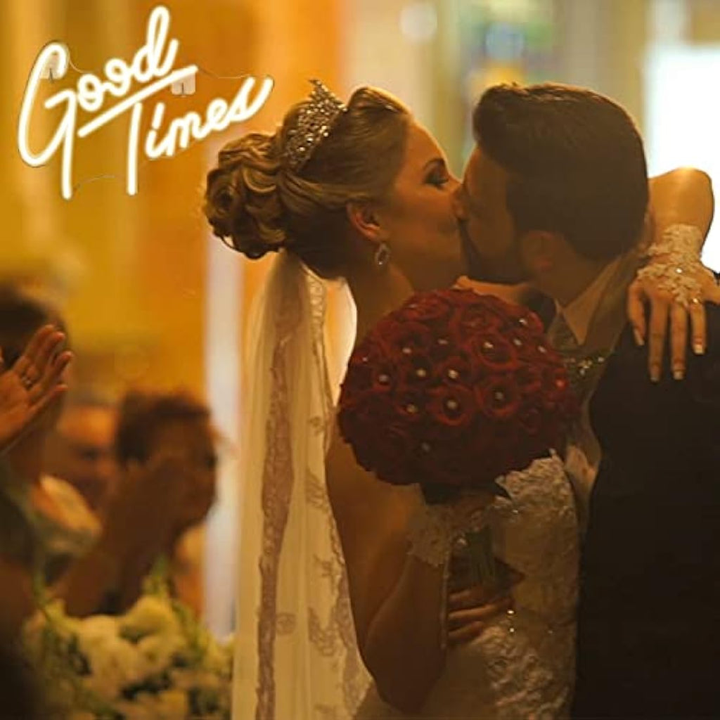 Looklight Good Times Neon Sign – Warm White LED Wall Decor for Weddings