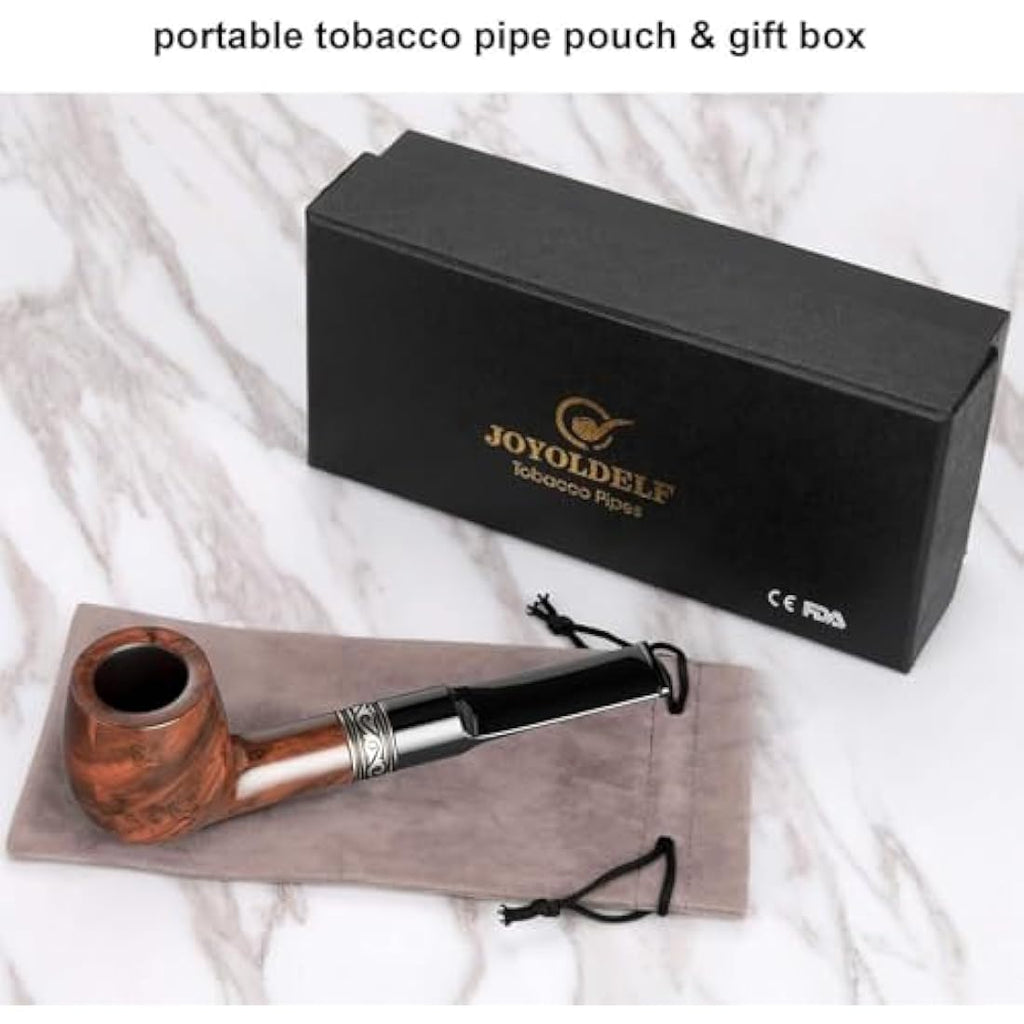 Joyoldelf Rosewood Tobacco Pipe Set – Mahogany Smoking Pipe with Stand