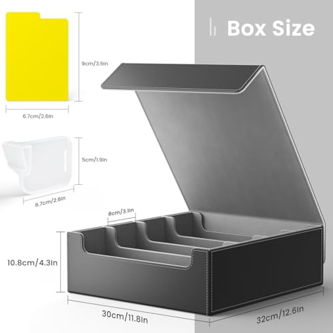 Hot Bee MTG Deck Box – 2400+ Card Storage Case, PU Leather, Grey