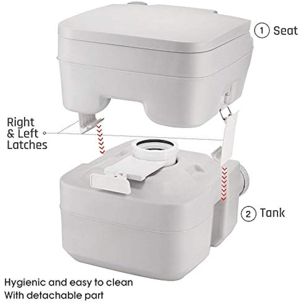 Krispich Portable Camping Toilet | 20L Waste Container with Flush
