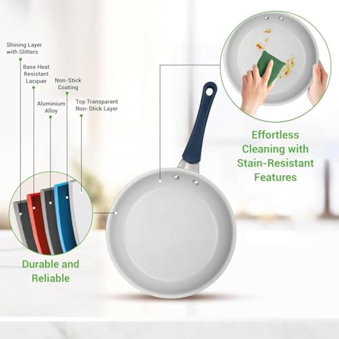 NutriChef 14-Piece Ceramic Non-Stick Cookware Set – Blue Induction Pots