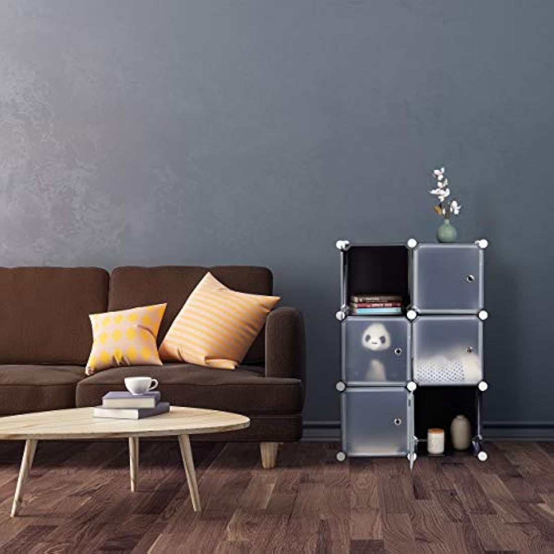 Relaxdays Modular 6-Door DIY Storage Cubes – Plastic Shelving System