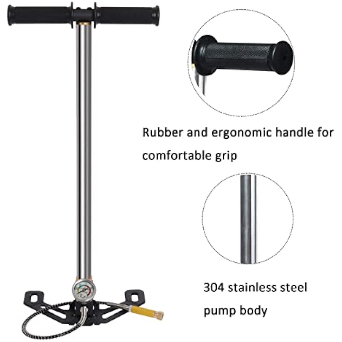 Poweka 3-Stage PCP Stirrup Pump | 6000 PSI Stainless Steel Hand Pump