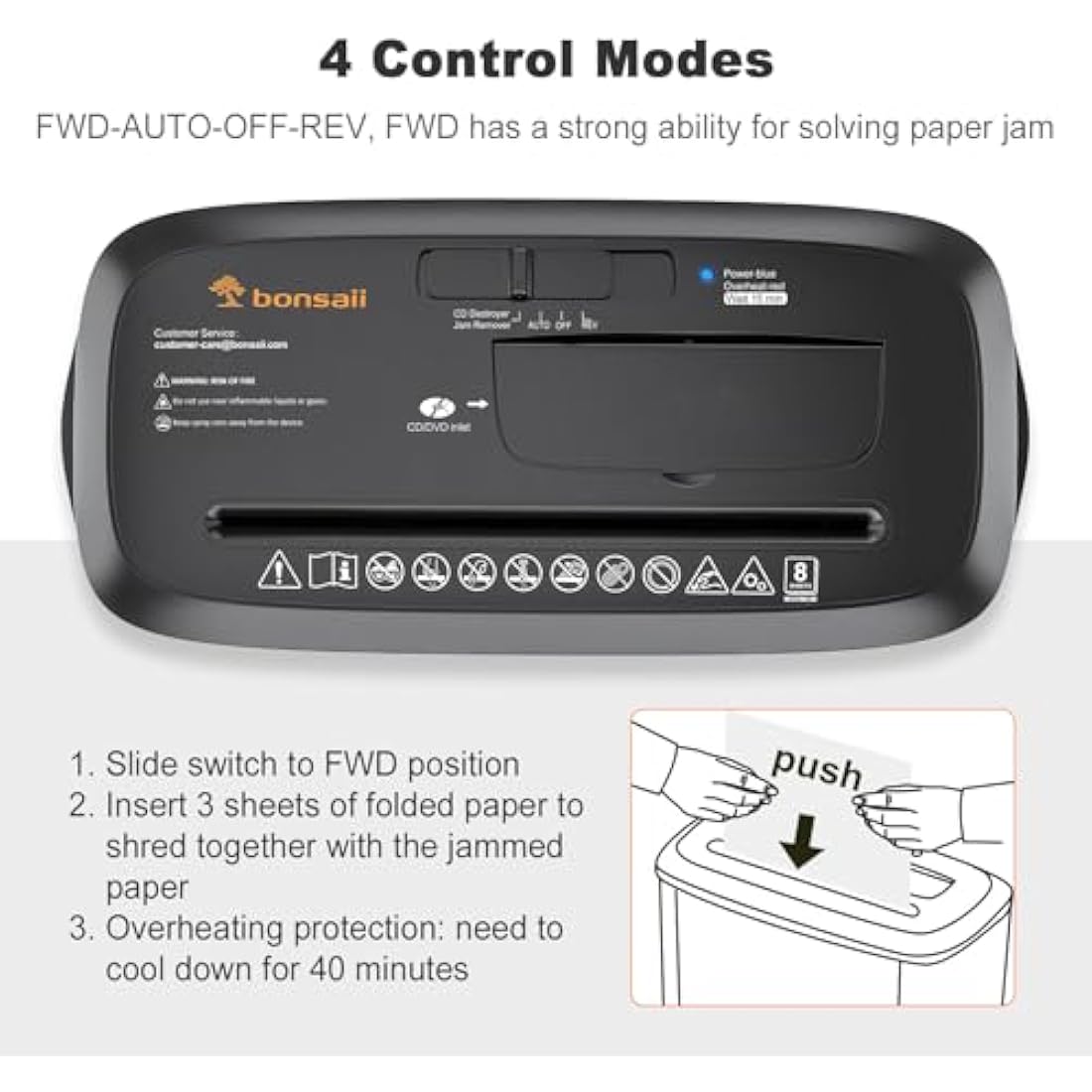 Bonsaii 8-Sheet Strip-Cut Paper Shredder for Home Office | 13L Bin