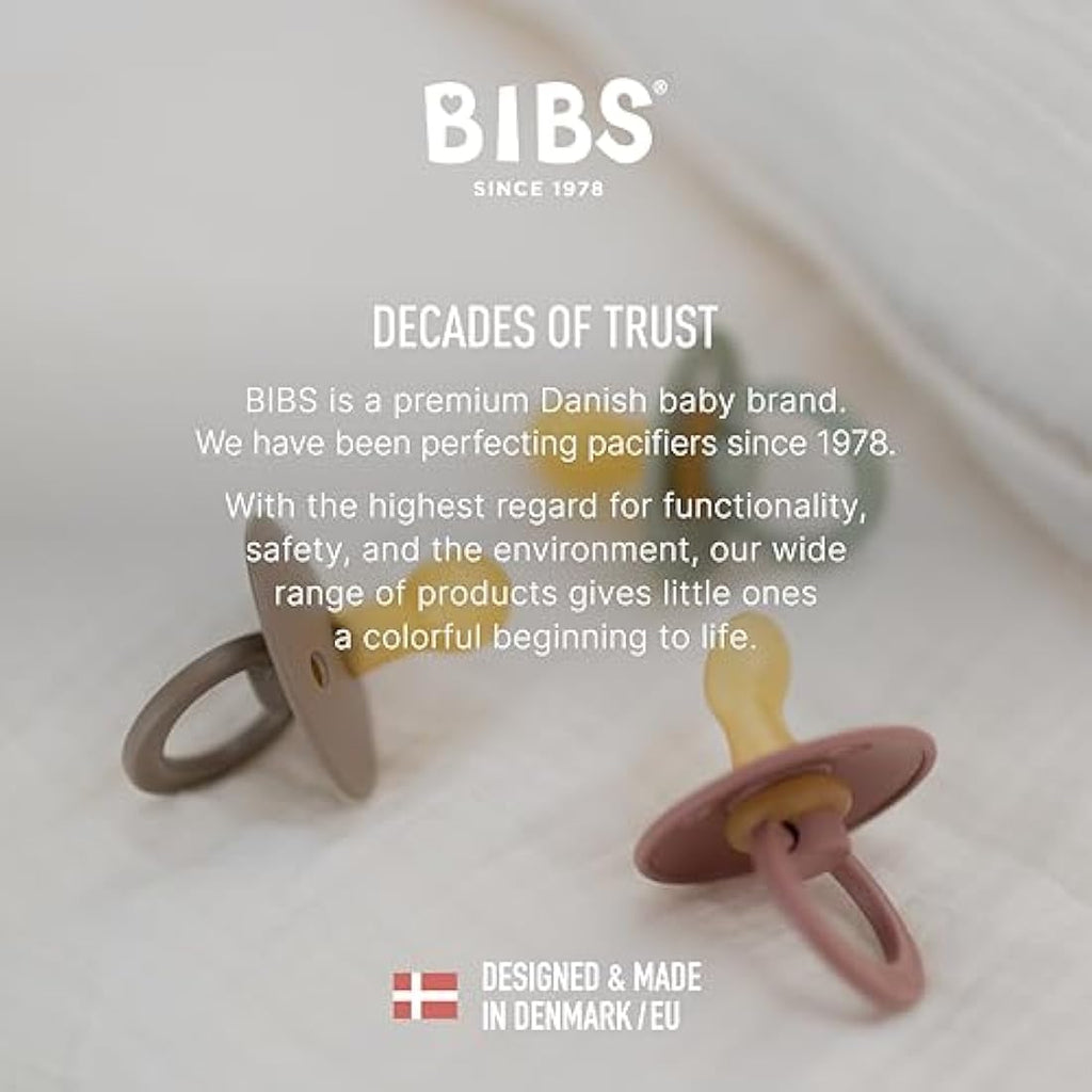 BIBS Colour Pacifier 2-Pack | Natural Rubber Latex Soother, Cloud, Size 3