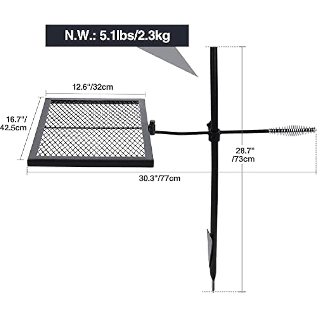 REDCAMP Swivel Campfire Grill – Heavy Duty Steel Grate for Open Fire