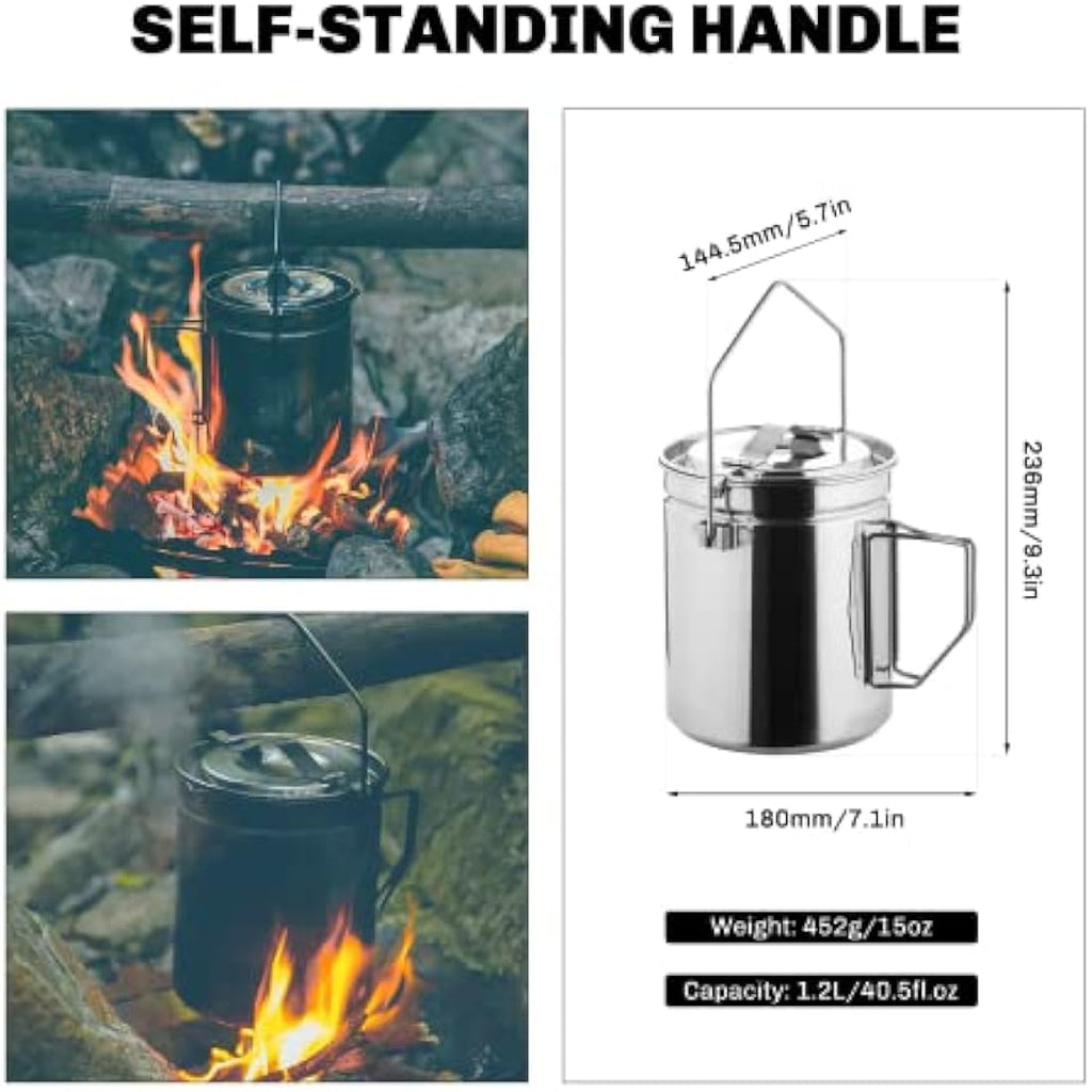 Fire-Maple 1.2L Stainless Steel Camping Pot with Steamer Basket