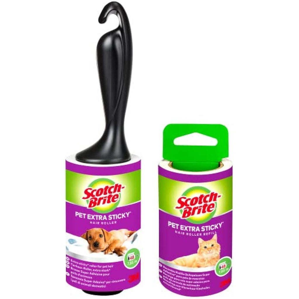 Scotch-Brite Pet Extra Sticky Lint Roller Refill | 48 Sheets, Black