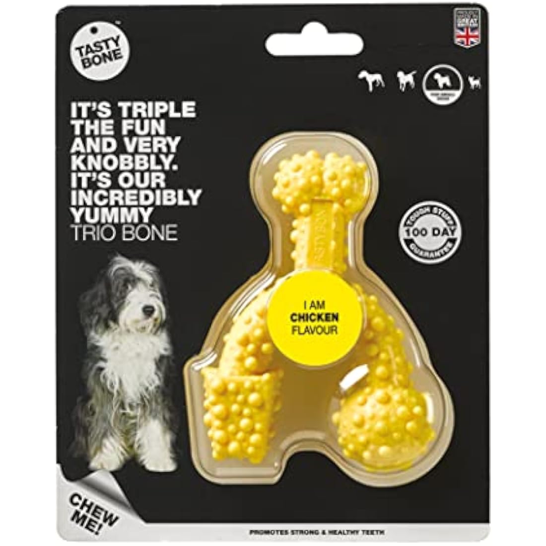 TastyBone TrioBone Nylon Dog Chew Toy for Small Dogs | Chicken Flavor