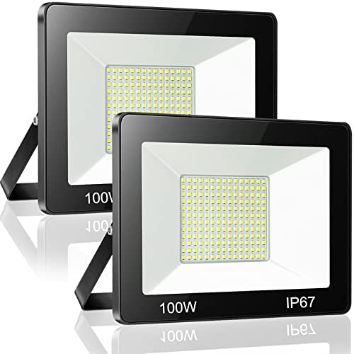 YIQIBRO 100W LED Floodlight 2 Pack – 10000LM 6500K IP67 Waterproof