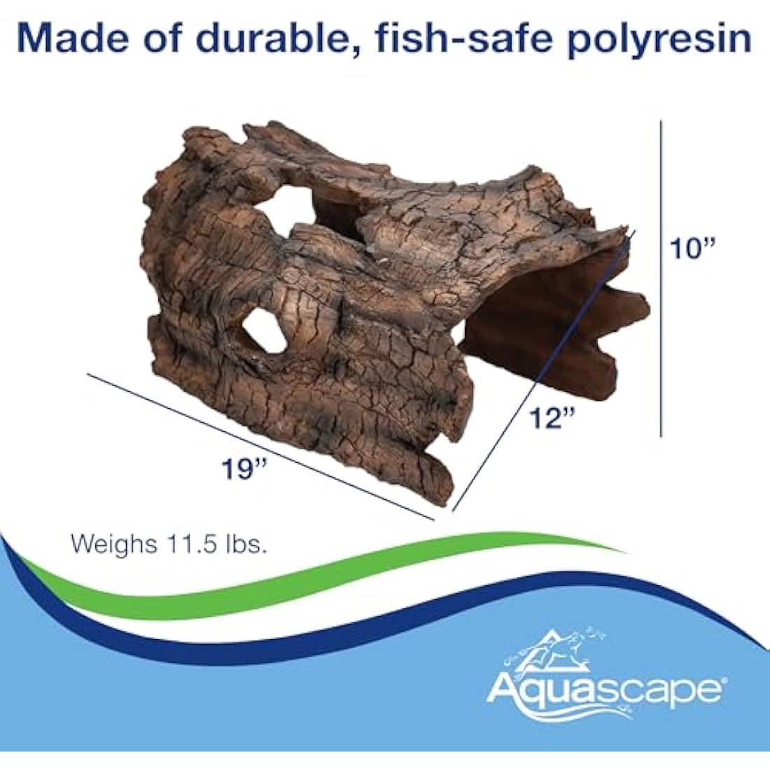 Aquascape Koi Predator Control Faux Log Fish Cave – Heavy-Duty Poly-Resin