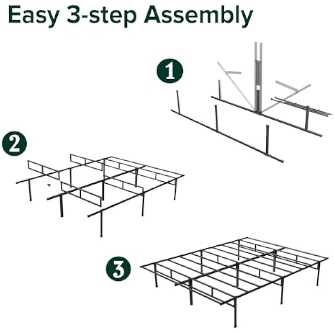 Zinus Justin King Metal Bed Frame – 36cm High Steel Slat Base, Black