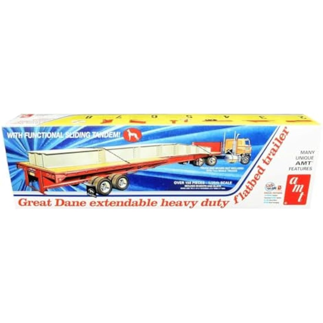 AMT 1:25 Great Dane Extendable HD Flatbed Trailer Model Kit
