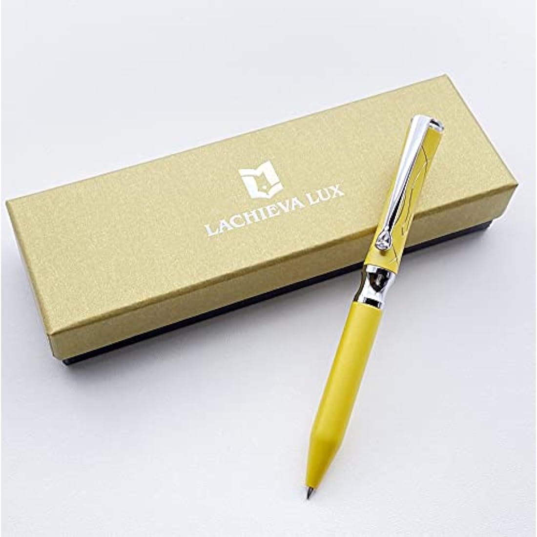 LACHIEVA LUX Crystal Executive Metal Ballpoint Pen - Yellow with Refills